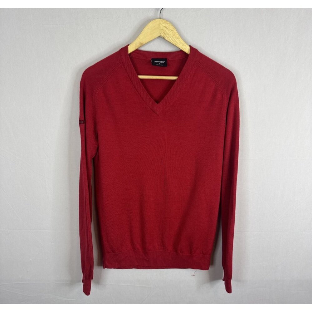 Galvin Green V-Neck Sweater Men’s‎ M Red 50% Wool 50% Acrylic Golf Knit Pullover
